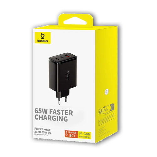 מטען 210126H 2C+‎U 65W with Cable C to C 100W Baseus