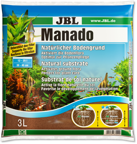 מצע מנדו דק בצבע חום לצמחים 3 ליטר JBL Manado