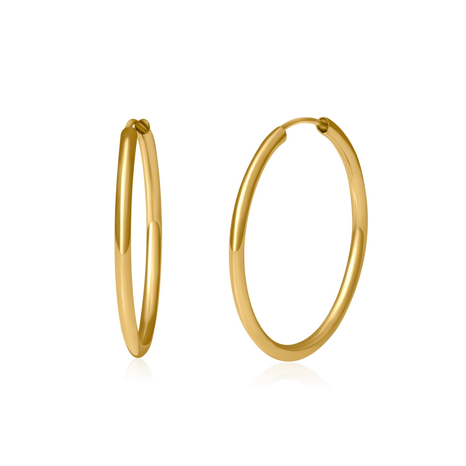 עגילי חישוק קלאסיים (22ממ) מזהב 14K