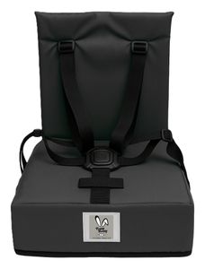 כיסא הגבהה Grow Up מתקפל ונח עם רצועות פנימיות וקשירה לכיסא מטבח/פינת אוכל - אפור כהה