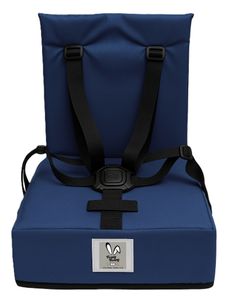 כיסא הגבהה Grow Up מתקפל ונח עם רצועות פנימיות וקשירה לכיסא מטבח/פינת אוכל - כחול נייבי