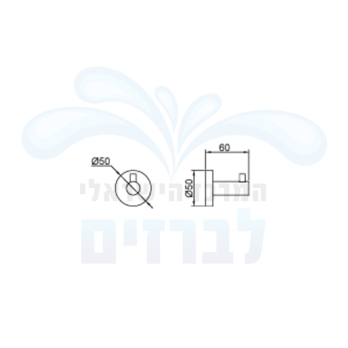 מידות קולב מגבות וו בודד עגול מדגל סדרת גל 92188 
