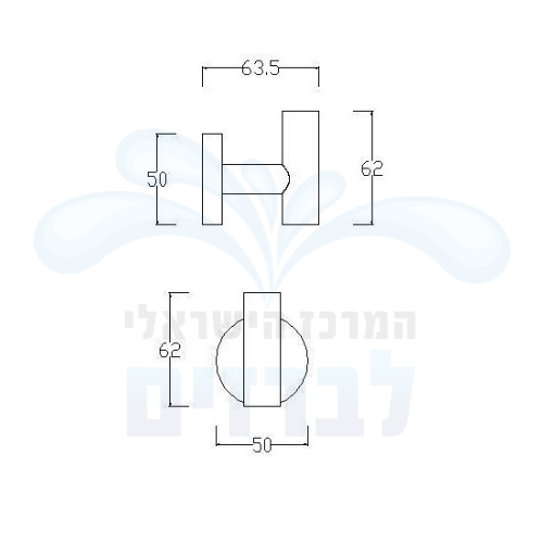 מידות קולב מגבות וו בודד אנכי מדגל סדרת גל 92224
