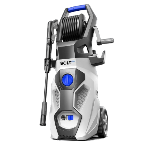 מכונת שטיפה מקצועית BOLT PRO PW2201 עם לחץ 170 בר ועוצמה 2200W, כוללת אקדח לחץ, צינור 10 מטר ומברשת ניקוי מסתובבת למגוון שימושים מקצועיים וביתיים