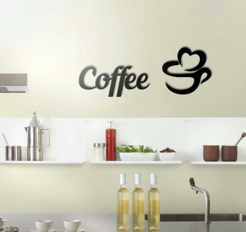שילוט למטבח coffe➕ אלמנט ספל קפה עם לב -  עשוי אלוקבונד אלומיניום 
