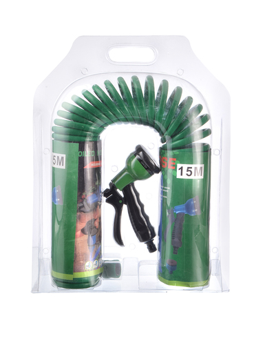 צינור גינה ירוק קפיץ באורך 15 מטר