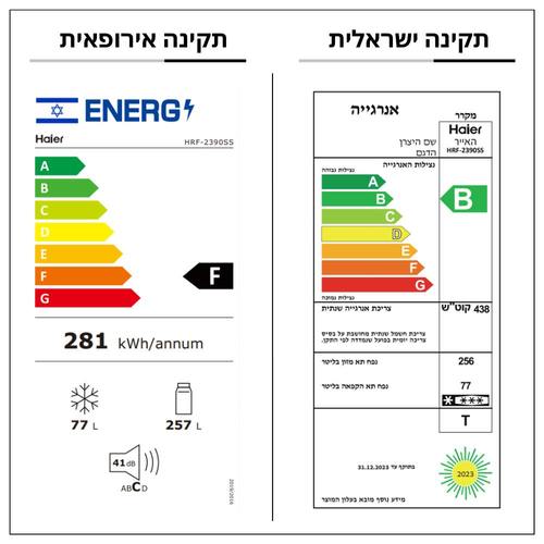 מקרר מקפיא עליון 480 ליטר Haier HRF-840SSR נירוסטה
