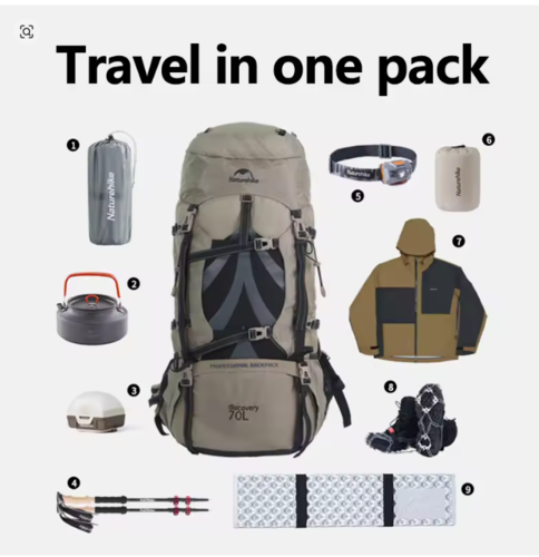 תרמיל מוצ'ילה 70+5 ליטר לדרום אמריקה  NATUREHIKE  Backpacks 70L