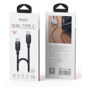 כבלCA190 1.2M PD 60W Fast Charging Type-C To Type-C