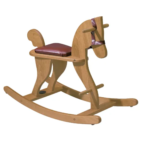 סוס נדנדה מעץ עם מושב מרופד Moulin Roty