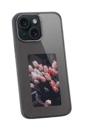 כיסוי חכם עם מסך מובנה לiPhone 15 pro max שליטה מהאפליקציה וללא צורך בסוללה