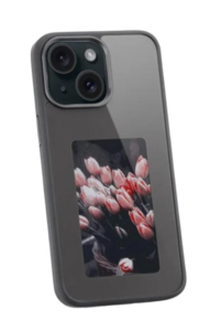 כיסוי חכם עם מסך מובנה לiPhone 15 pro max שליטה מהאפליקציה וללא צורך בסוללה