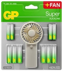 מארז מאוורר נייד כולל 12 סוללות AA ו-12 סוללות GP AAA מק"ט GPPCA15AS753 GP batteries