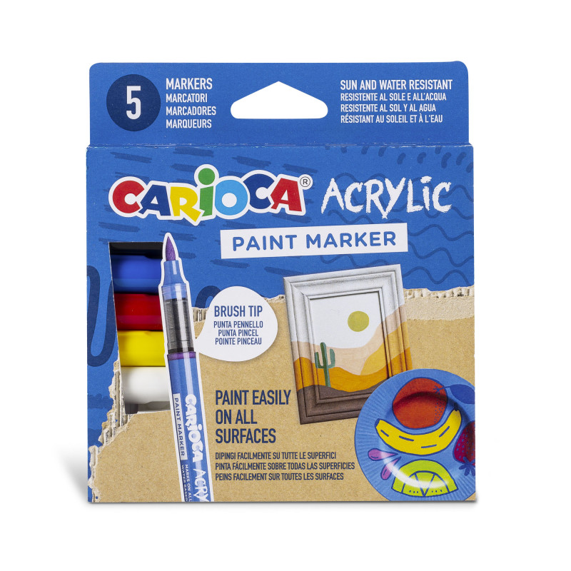 סט 5 טושי אקריליים  CARIOCA ACRYLIC PAINT MARKER (איטליה)