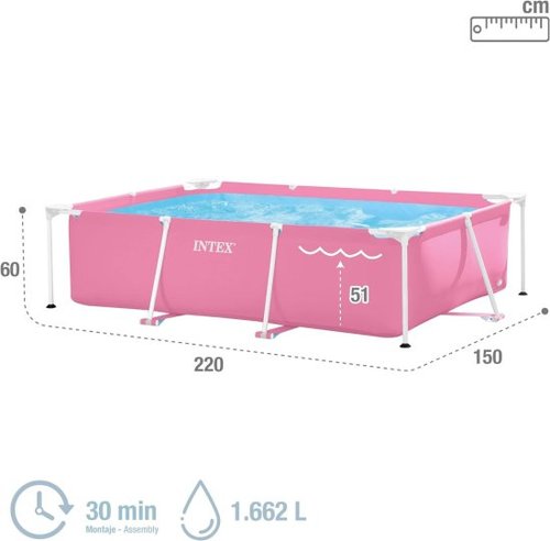 בריכת צינורות מלבנית 220X150X60 ס''מ Intex - ורוד