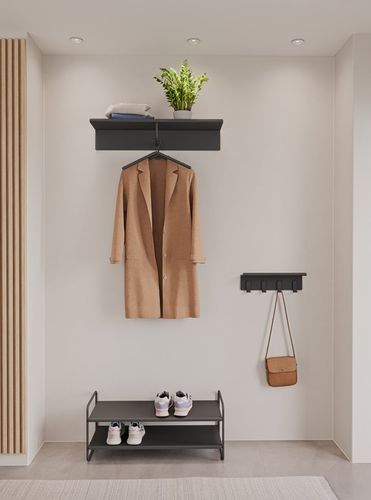 מתלה 4 קולבים עם מדף A-Shelf - שחור