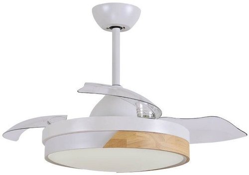 מאוורר תקרה 42 אינץ' Norther Tulip - גימור גוף לבן / עץ, 3 כנפיים מתקפלות בצבע שקוף - כולל שלט