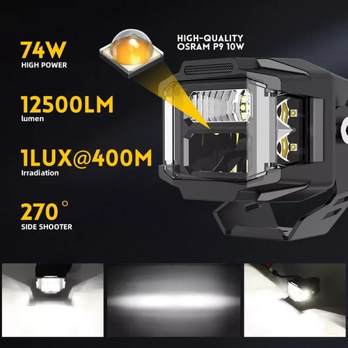 קוביית תאורת LED חזקה 74W עם תאורת צד ולוחות מחליפים