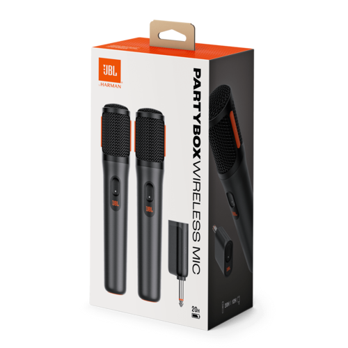 סט מיקרופונים אלחוטיים דיגיטליים JBL PartyBox Wireless Mic, צבע שחור, אחריות שנה 