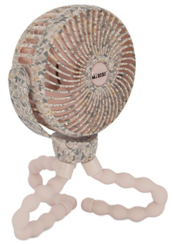 מאוורר נטען נייד לעגלת תינוק/סלקל/רכב עם 3 מהירויות וטעינת USB - פרחוני