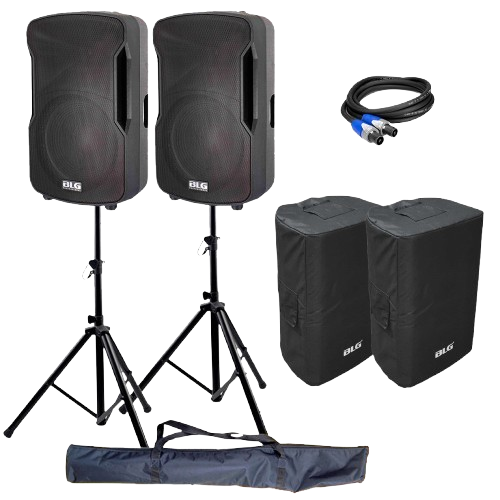 זוג רמקולים BP13-15 פאסיבי אקטיבי כולל אביזרים BLG Audio