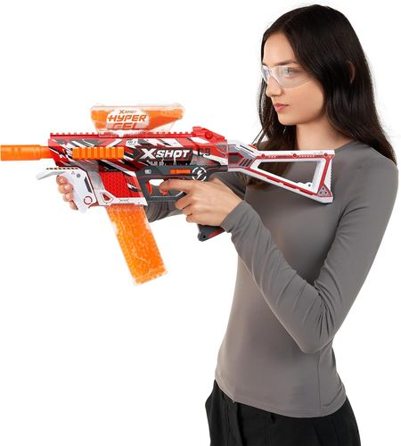 רובה חשמלי חצי/אוטומטי לכדורי ג'ל Hyper Gel Trace Fire עם 20,000 כדוריות ג'ל ומשקפי מגן