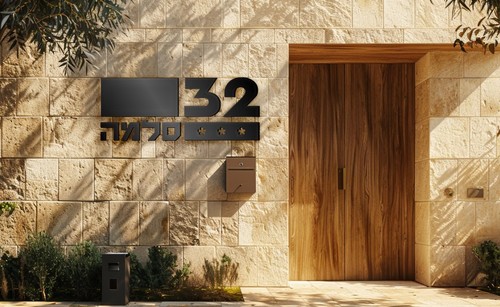 שלט שם הרחוב/משפחה לקיר חיצוני - דגם סלמה פרחים