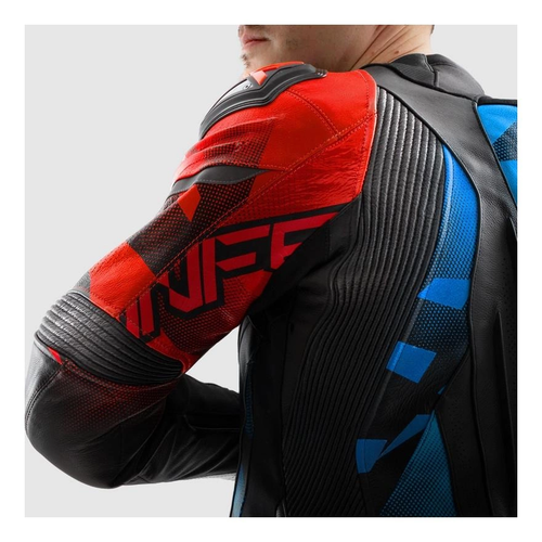 מעיל עור רבל הורן שחור / אדום / כחול - REBELHORN INFERNO LEATHER JACKET