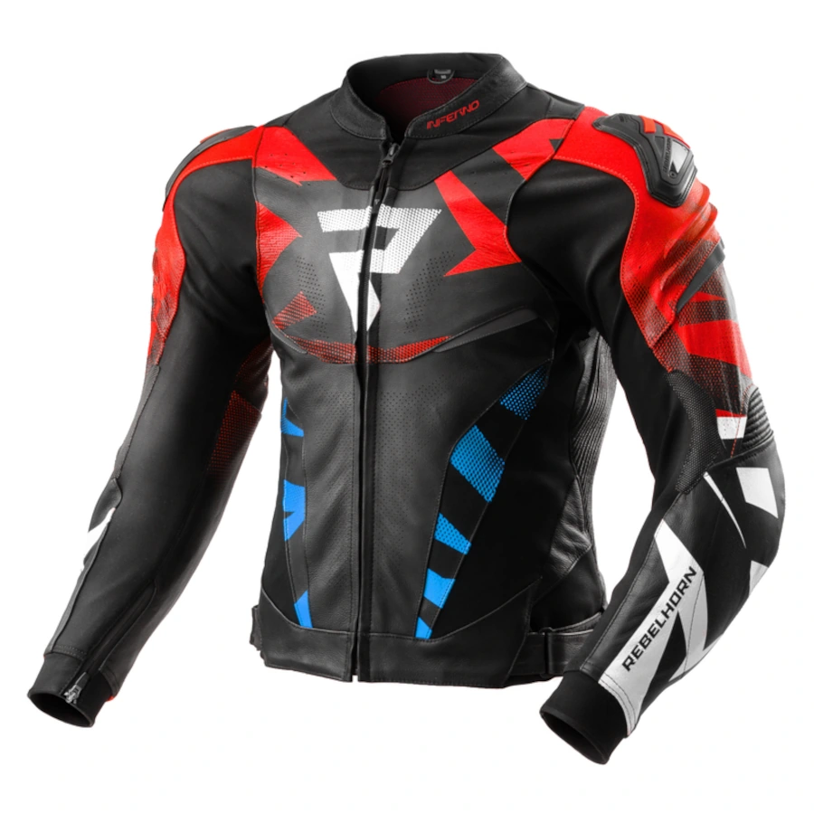 מעיל עור רבל הורן שחור / אדום / כחול - REBELHORN INFERNO LEATHER JACKET