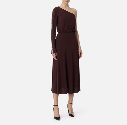 One-shoulder dress in jersey fabric with buttons