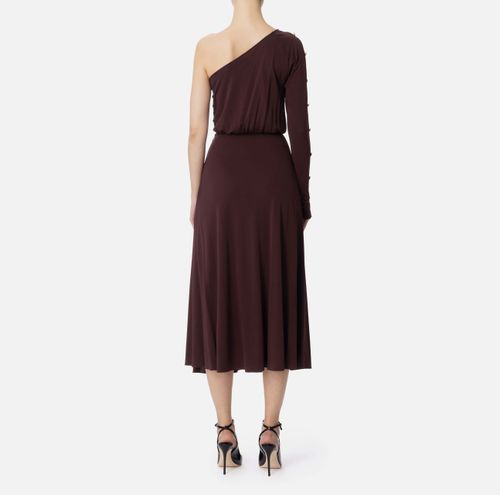 One-shoulder dress in jersey fabric with buttons