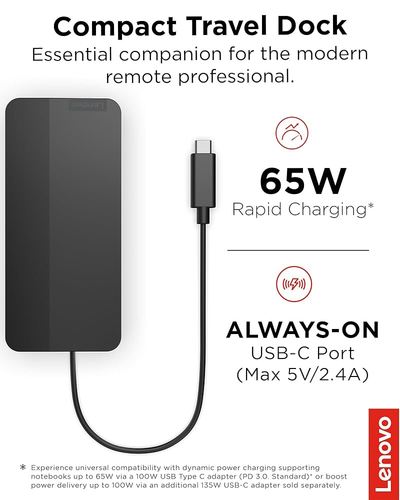 תחנת עגינה Lenovo USB-C Dual Display Travel Dock