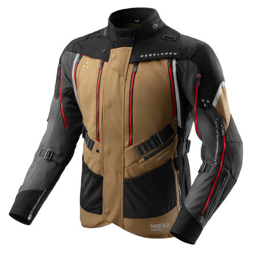 מעיל רב עונתי רבל הורן חום / אפור / אדום  - REBELHORN HARDY 3.0 TEXTILE JACKET