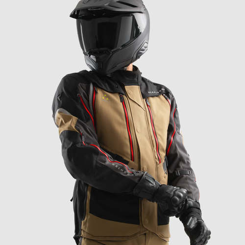 מעיל רב עונתי רבל הורן חום / אפור / אדום  - REBELHORN HARDY 3.0 TEXTILE JACKET