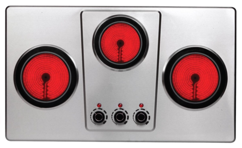 כירה חשמלית Normande קרמית 3 מבערים נירוסטה 3300W דגם ND3505