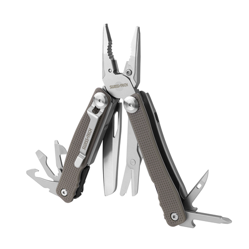  מולטיטול Swiss Tech דגם WILD עם 15 פונקציות כולל פלייר שפיץ, סכין, מספריים, מברגים שונים וקליפס לחגורה