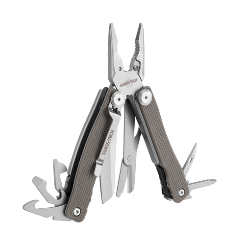  מולטיטול Swiss Tech דגם WILD עם 15 פונקציות כולל פלייר שפיץ, סכין, מספריים, מברגים שונים וקליפס לחגורה