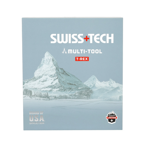 מולטיטול Swiss Tech דגם T-REX בגימור שחור מלא עם 16 פונקציות כולל פלייר שפיץ, סכינים, מספריים ומברגים