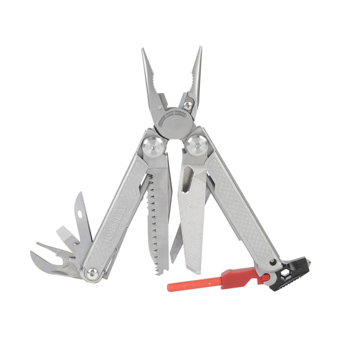  מולטיטול Swiss Tech דגם XTRM עם 20 פונקציות כולל עיצוב נפרד, פלייר שפיץ, כלי חירום, משרוקית ואבן אש
