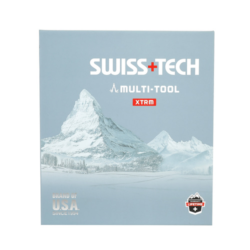  מולטיטול Swiss Tech דגם XTRM עם 20 פונקציות כולל עיצוב נפרד, פלייר שפיץ, כלי חירום, משרוקית ואבן אש