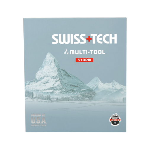  מולטיטול Swiss Tech דגם STORM עם 17 פונקציות כולל פלייר שפיץ, מגוון כלי חיתוך, מברגים וקליפס לחגורה