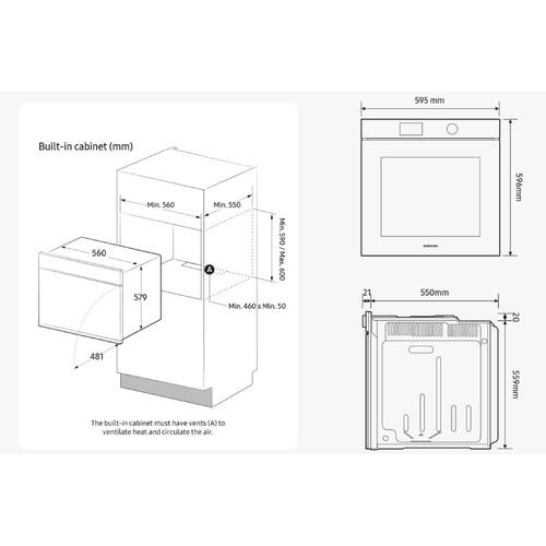 תנור בנוי 68 ליטר קטליטי Samsung NV68A1140BS נירוסטה