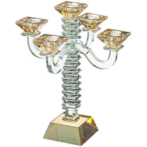 קנדלברה פמוטי קריסטל 5 קנים מהודרים - 34 ס"מ