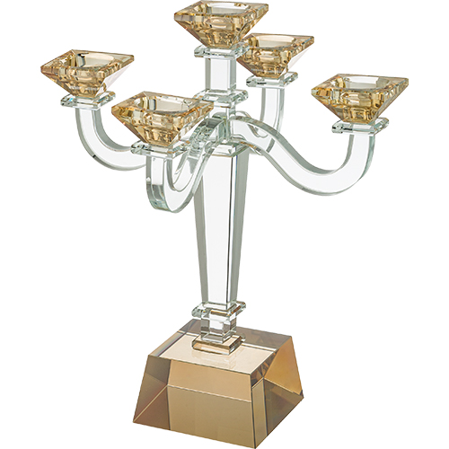 קנדלברה פמוטי קריסטל 5 קנים מהודרים - 34 ס"מ