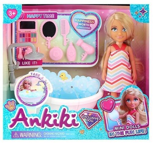 סט בובת KIKI מיוחדות לבתי בובות - בובה וחדר אמבטיה