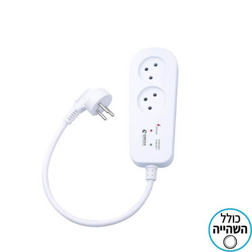 מגן ברק ונחשולי מתח 2 שקעים עם השהיה וכבל אומגה OM-GS11-2EX 