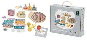 מארז 6 צעצועי התפתחות מעץ מסדרת לגדול איתי לגיל 24-36 חודשים: פאזל מבוך, פירות חיתוך ועוד