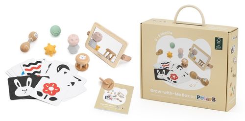מארז 6 צעצועי פיתוח חושים מעץ וסיליקון מסדרת לגדול איתי לגיל 0-6 חודשים