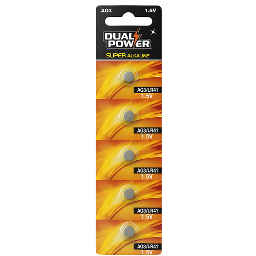 בליסטר 5 סוללות LR41 / AG3 סופר אלקליין  DUAL POWER