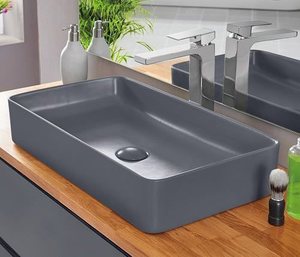 כיור מונח 60.5X35 ס"מ ויקטוריה בטון כהה מט סניטק